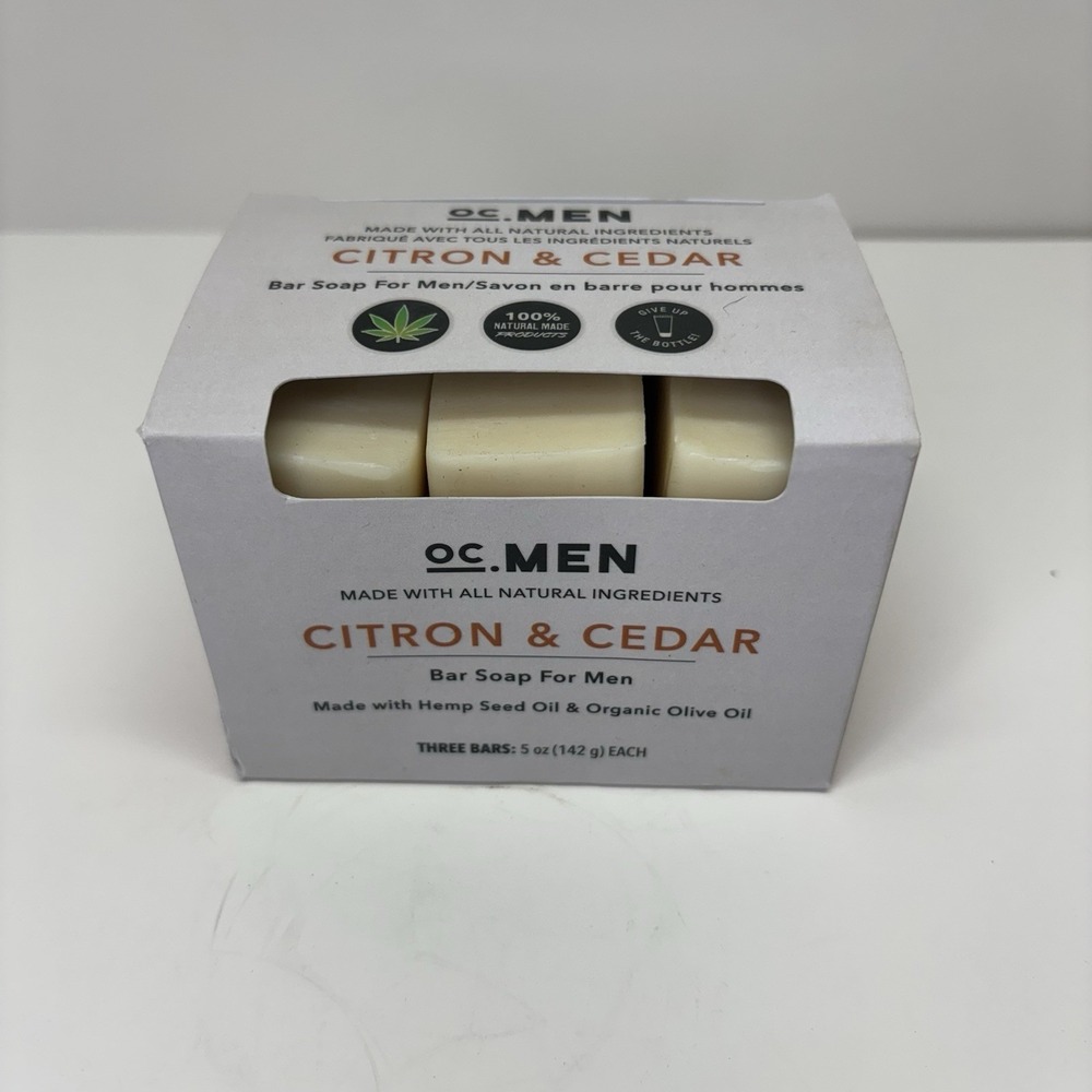 OC. Men Citron & Cedar Bar Soap‎ for Men w/ Organic Olive Oil 3 Bars All Natural